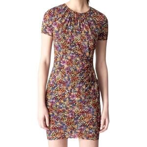 Whistles Multicolor Floral Silk Dora Bodycon Dual Zipper Dress, Size 6